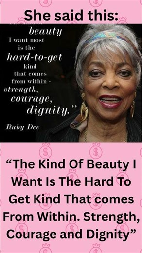 Ms Ruby Dee #women #quotes #positivity #history #shortvideo #beauty #class