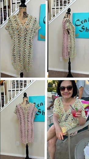 Beach cover up crochet tutorial. Easy and quick project. #crochet #freecrochetpattern #beachgarment