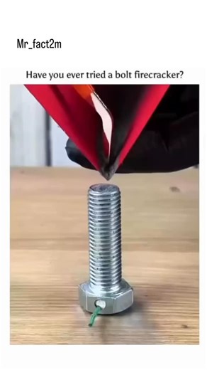 mr2m on Instagram: "This captivating 15-second video, created by VirexaHub, takes you through the step-by-step process of assembling a "Bolt Firecracker." The footage begins with the careful placement of explosive powder into a hollowed-out bolt, followed by the addition of small percussion elements and a fuse. After securing the mechanism with a matching nut, the video transitions outdoors where the device is ignited, resulting in a powerful and sudden explosion. It's a fascinating look at DIY 