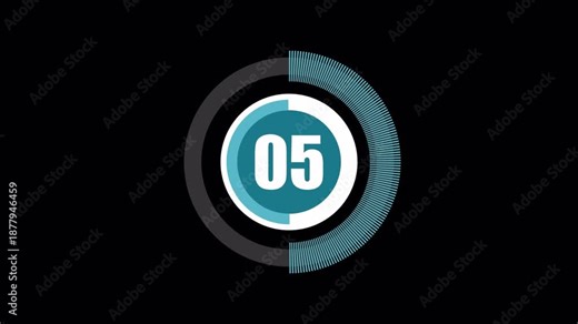 4k stock. 10 seconds countdown timer digital circle progress alpha channel.