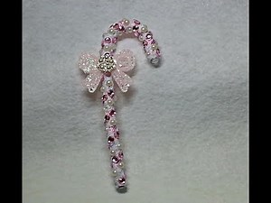 DIY~Sparkly Shabby Chic Candy Cane Ornament Made With D.T. Materials!