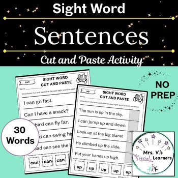 Pre Primer Primer Sight Words No Prep Activities Kindergarten and 1st Grade