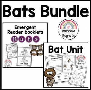 Bats Unit Emergent Reader and Sentence Writing Activities for K-1