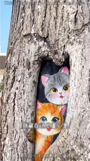 Cute Kittens Discovered in a Tree Hollow Painting 🐱🌳🎨