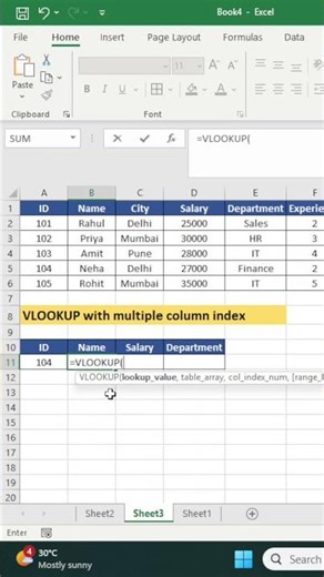 Ek VLOOKUP se 3 Columns ka Data! 😳 Excel Secret Trick | Ek Formula = Multiple Output 🔥