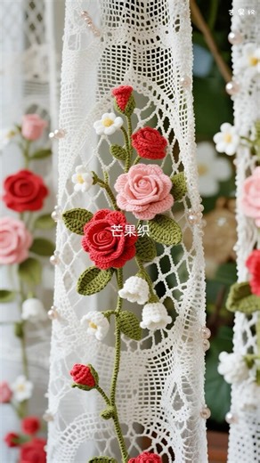 Crochet inspiration! The combination of delicate tulle and roses is romantic and beautiful #crochet