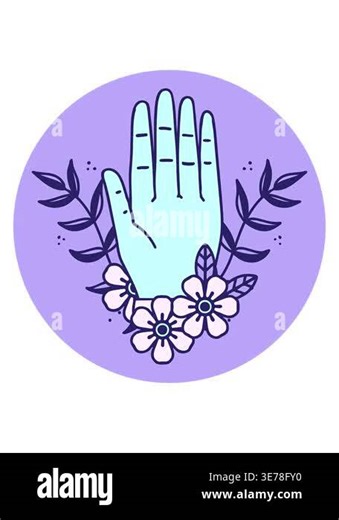 bobbing motion animation of iconic tattoo style image of a hand and flower Stock Video Footage - Alamy