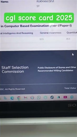 cgl score card 2025 || SSC CGL Score card