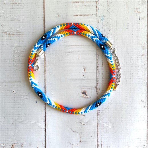 Native Style Beaded Necklace Choker: Ethnic Aesthetic Jewelry, Native Beadwork Necklace - Etsy