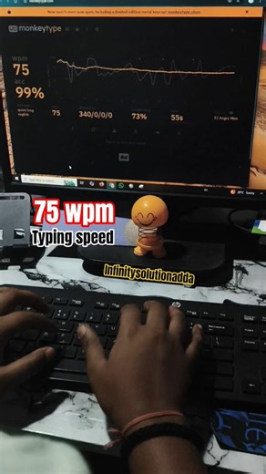 Typing Speed Test in 55 Seconds ⌨ Increase typing speed in practice #asmr #shorts #office #fyp #ssc