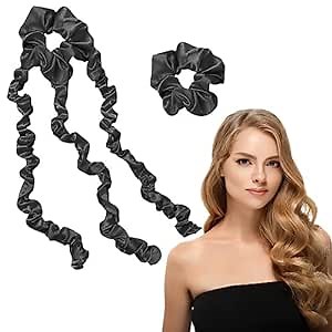 Jellyfish Shaped Heatless Curler, Satin Surface Without Heating Curler, Heatless Curlers That Don't Hurt Your Hair Suitable for Women's Sleep Curler-Black