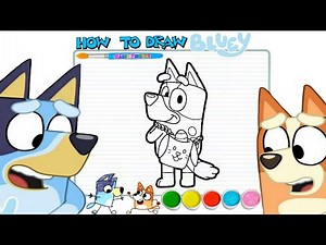 How to draw bluey & bingo 😱 | drawing cartoon characters for kids | bluey drawing