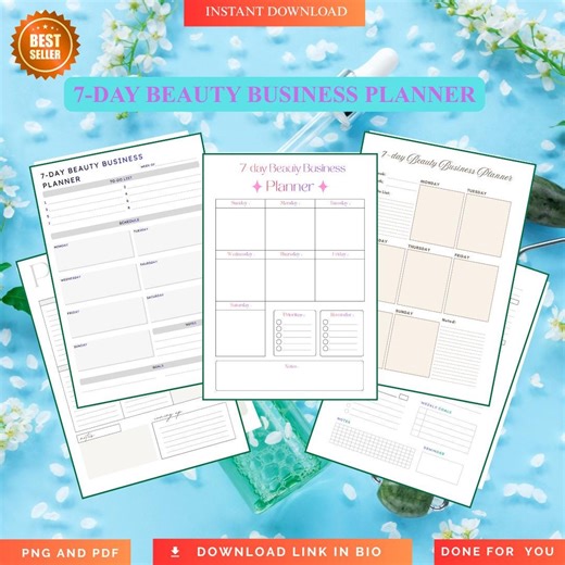 Weekly Beauty Business Planner - Salon Schedule and Task Organizer - PDF PNG Instant Download - Etsy