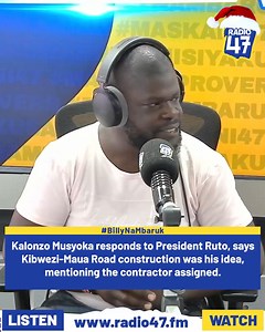 101K views · 4.3K reactions | Vita vya Kalonzo Musyoka na Rais Ruto kuhusu ujenzi wa Kibwezi-Maua Road... Kalonzo has responded to President Ruto claiming that it was his idea, mentioning the contractor who was assigned the job. Billy Miya Mbaruk Mwalimu Watch us live: www.radio47.fm Join WhatsApp channel: https://rb.gy/iwp64y #BillyNaMbaruk #HapaNdipo | Radio 47 | Facebook