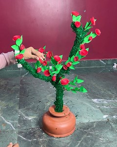 Handmade Flowering Tree Design _ Paper roses #rose #fun #diy | Deep's CRAFT