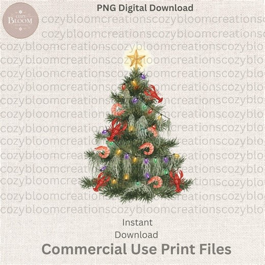 Cajun Christmas Tree PNG Watercolor Crawfish Ornament Clipart Louisiana Holiday Sublimation Bayou Christmas Digital Download - Etsy