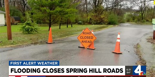 Flooding threatens some homes, closes roads near Spring Hill