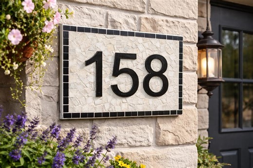 Mosaic House Number Plaque, Custom Address Sign, Outdoor Home Decor - Etsy