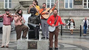 246K views · 6.2K reactions | The cast of The Dubliners Encore play beside the Luke Kelly statue at the launch of their show at The Gaiety Theatre running from Monday 15th to Saturday 20th of September | Dublin Live | Facebook