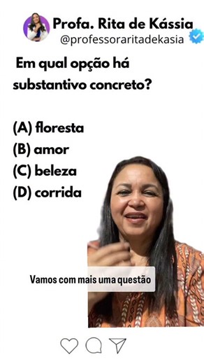 Você sabe identificar o substantivo concreto e o substantivo abstrato? Na sintaxe existem conteúdos que exigem esse conhecimento. Aprenda de forma prática. Faça parte do meu curso Decifrando Questões e destrave seu português aprendendo questões comentadas de forma simples e descomplicada. Link na bio ou chame no direct. #português #portuguesparaconcursos #gramatica #gramaticaparaconcursos #redacaoparaconcursos #redacao #redacaoenem #linguaportuguesa #linguaportuguesaparaconcursos #linguaportugue