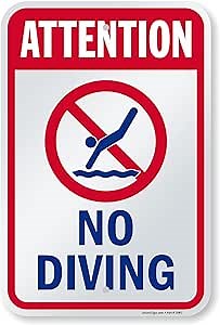 SmartSign "Attention - No Diving" Sign | 12" x 18" Aluminum