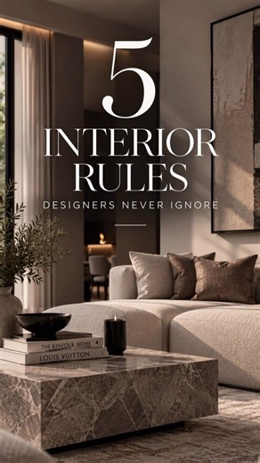 5 interior rules designers never ignore. ✨ The little details are what make a space feel truly intentional, balanced and timeless. 1. STOP MATCHING EVERYTHING Mix, don’t match. 2. LAYER YOUR LIGHTING Different lights, better atmosphere. 3. GO BIG WITH YOUR RUG Define the space. 4. LIGHT UP YOUR WARDROBES Small detail, big impact. 5. LEAVE SOME EMPTY SPACE Less clutter, more luxury. Save this for your next interior refresh. 🤍 #interiordesign #interiortips #homedecor #interiorinspiration #interio