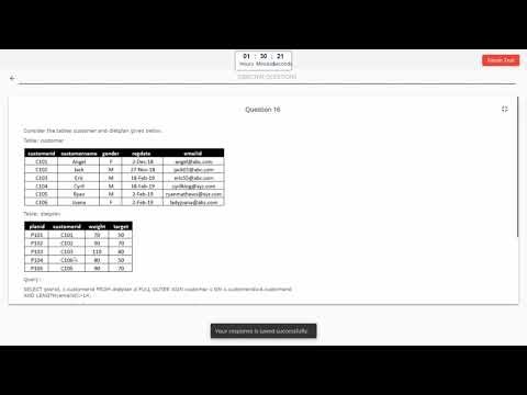 Database Management System Part 1 Assessment Answers 100% ｜ Infosys Springboard |2026