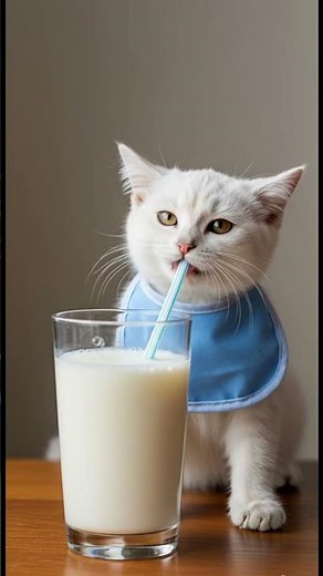 Cutest Milk Drinking Cat Ever with Bubbly Burp 😂