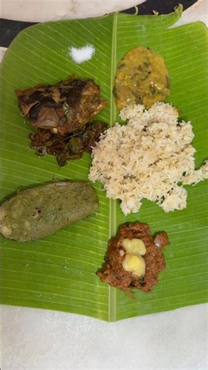 Today’s lunch-Rice+millet,fish iguru,steamed fish,dosakaya pachadi,ghee,Pappu
