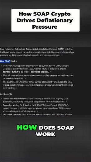 Why Kui's value is skyrocketing. Curious about how SOAP changes the game for miners? 🧐 Instead of paying miners directly, SOAP takes a unique approach that could reshape mining rewards. 🧠 Learn how SOAP routes parent chain rewards to a protocol-controlled address 📉 Discover the deflationary effects on kwai 📈 Understand why kwai's value is rising Did you know this could create deflationary pressure and drive long-term holding? What do you think about this innovative approach? Let me know in t