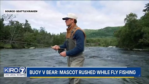VIDEO: Mascot buoy rushed by bear while fly fishing