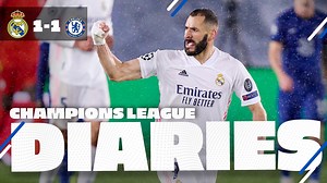 265K views · 10K reactions |  UEFA Champions League Diaries  Real Madrid C.F. 1-1 Chelsea Football Club 9️⃣ Karim Benzema brilliance and a thrilling semi-final first leg! 朗 ¡Benzema de récord! Así vivimos la ida de semifinales... Emirates | #UCL | Real Madrid C.F. | Facebook