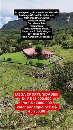 Vende-se fazenda em São João D’Aliança, no Vão do Paranã.