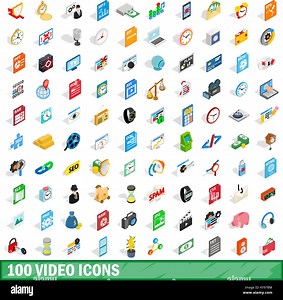 100 video icons set in isometric 3d style for any design vector illustration Stock Vector Image & Art - Alamy