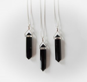 Black Onyx Necklace, Black Onyx Pendant, Genuine Black Onyx, Sterling Necklace, Gemstone Point, Healing Gemstone, Gemstone Appeal, GSA - Etsy