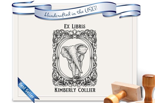Elephant Ex Libris Stamp: Personalized Library Book Plate (2x3") - Etsy