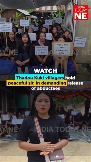 Residents of Thadou Kuki Village staged a peaceful sit-in protest demanding the immediate and safe release of villagers allegedly abducted in broad daylight despite the presence of state and central security forces.The protest comes amid escalating tensions in Manipur following a deadly militant ambush in Kangpokpi district on May 13, where at least three people were killed and several others injured after armed assailants attacked two vehicles carrying church leaders between Kotzim and Kotlen v