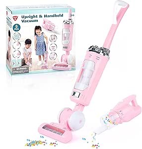 Kids Vacuum Cleaner Toy Set for Toddlers - 2PCS Toy Vacuum Sets for Toddlers 3+ Toddler Vacuum Toy That Works with Sound Effects, Baby Play Vacuum Pretend Role Play Household Housekeeping
