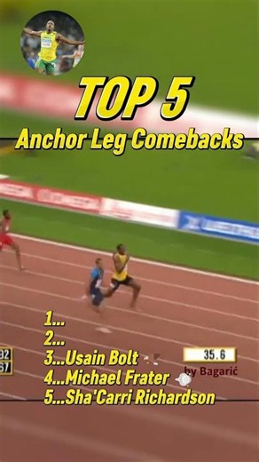 Top 5 Fastest 4x100M Anchor leg Comebacks in Sprinting History!