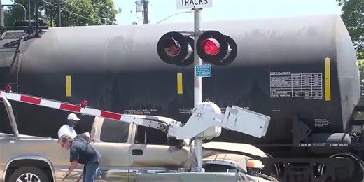 Crews respond to train, truck crash