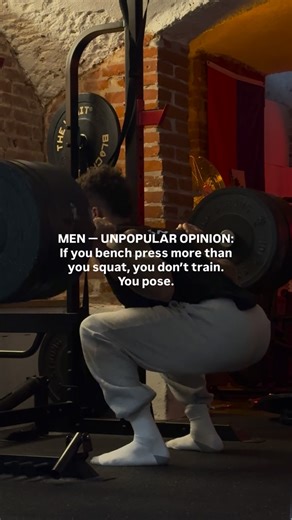 Malcolm | Fit Dad Coach on Instagram: "I said what I said. If your bench is stronger than your squat, your ego is stronger than your body. What’s the point of a “jacked” upper body if your foundation is unstable? Leg strength isn’t optional - it’s in direct correlation with longevity. Healthy Knees + Hips + Back = Good Life. Legs first. Always. If your squat exposes you, good. That’s where the work starts. DM “PLAN” for my free 3 day workout plan, that covers strong legs and a jacked upper body 