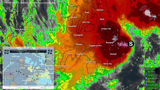 LIVE: Latest Satellite Image of Tropical Storm #BasyangPH as of Thursday tonight, February 05, 2026 as it moves near #CaragaRegion. BASYANG is expected to slightly intensify before making landfall over #SurigaodelSur tonight or tomorrow early morning as a Tropical Storm. It is expected to cross #CaragaRegion-#NorthernMindanao area until tomorrow morning and #Siquijor and #NegrosOriental by tomorrow afternoon. Widespread rains are expected in #Visayas and #Mindanao. All are advised to continue mo