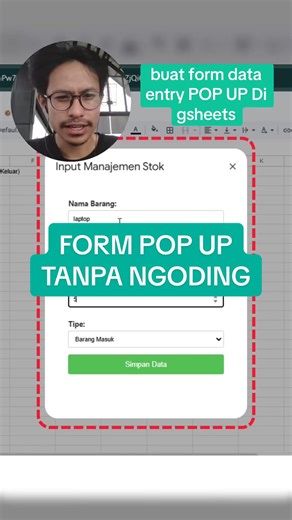 bikin form data entry pop up pakai google sheet dan google app script #dataentry #administrasi #googlesheets #appscript #spreadsheets