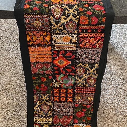 Embroidered table runner with black border Size :... | Depop