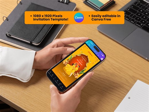 Editable Elegant Haldi Invitation Canva Template | Indian Wedding Mobile Invite (1080x1920) - Etsy