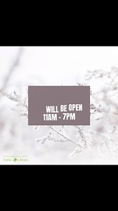 The library will operate with adjusted hours today. ❄️ We will open at 11:00am and close at 7:00pm. | Cleveland Bradley County Public Library