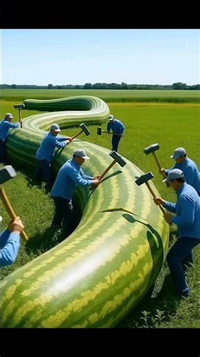 October 18, 2025Men Break Open Giant Watermelon with Hammers! 😱🍉