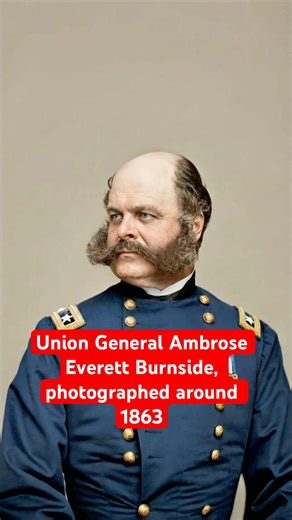 Union General Ambrose Everett Burnside, photographed around 1863 by Mathew Brady.