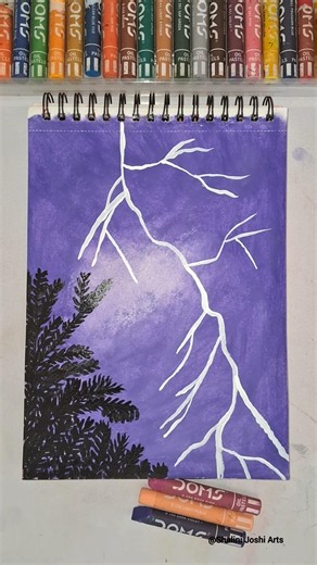 🌌 Easy Lightning Drawing | Oil Pastel Art for Beginners✨ #art #viral #shortsfeed