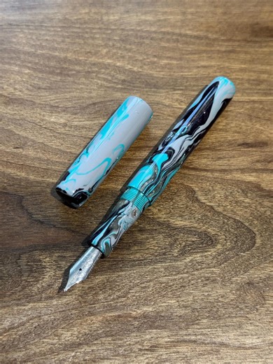 Stylo plume Brooks blanks fait main turquoise, gris et noir scintillant, stylo à encre de luxe - Etsy France